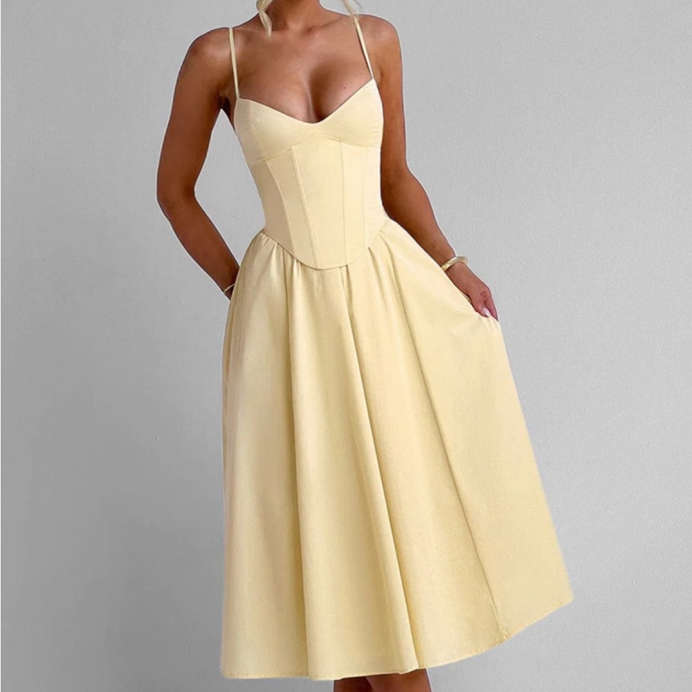 NWT Babyboo Mariella Midi Dress in Lemon